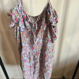 Cooperative via Anthropology - Floral Ruffle Sundress - Red, White, Blue & Green